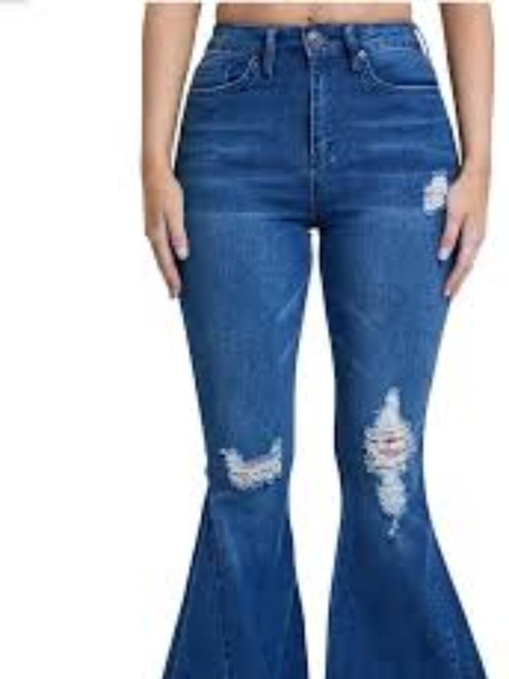 Vibrant M.I.U. High Rise Distressed Flare Bell Bottom Jeans